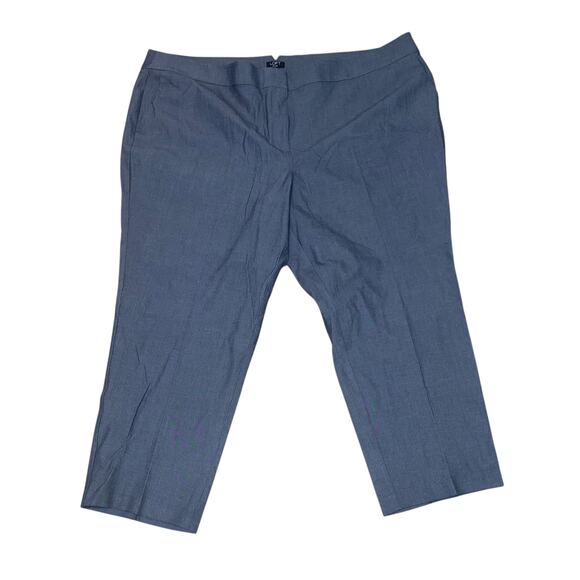 LOFT Ann Taylor NWT 'Marisa' Flat Front Cropped Pants in Blue/Gray Plus Size 26 - Picture 1 of 5